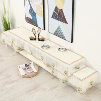 电视柜罩电视柜盖巾盖布桌布欧式田园布艺蕾丝防滑垫防尘套|富贵米白沙绣 宽40*200cm