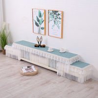 电视柜罩电视柜盖巾盖布桌布欧式田园布艺蕾丝防滑垫防尘套|郁金香绿色 宽50*180cm