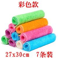 竹纤维洗碗布抹布家务清洁厨房用品毛巾去油家用吸水不掉毛不沾油|大号彩色[7条装]