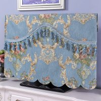 欧式北欧电视机罩55寸65寸75开机不取液晶电视套盖布|B款-锦玉蓝色 65英寸