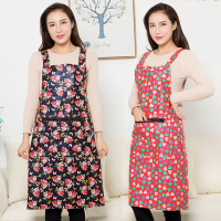 时尚防水防油pu皮围裙厨房做饭女士围腰秋冬成人罩衣工作服