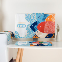 电脑罩台式简约现代液晶显示器键盘主机保护套屏幕盖布防尘|年年有余(三件套) 24英寸