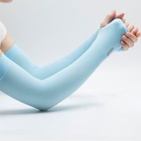 冰丝防晒袖套防晒手套长款女男士套袖冰袖套防晒女|蓝色两双 AQ无指[升级版超弹]