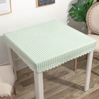 烤火罩套pvc桌面皮套正方形防水防油电暖桌罩pu皮防尘皮革电炉罩|青绿格子 85*85