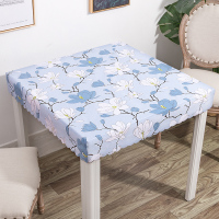 烤火罩套pvc桌面皮套正方形防水防油电暖桌罩pu皮防尘皮革电炉罩|蓝白玉兰 75*75