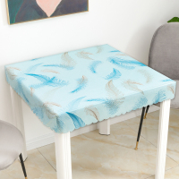 烤火罩套pvc桌面皮套正方形防水防油电暖桌罩pu皮防尘皮革电炉罩|青色羽毛 140*75