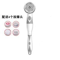 电动搓泥搓灰自动旋转搓澡器长柄擦后背软毛刷子不求人强力神器|灰色含4刷头 普通旋转(无电池需自备)
