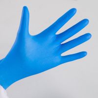 一次性手套pvc美容家务手套丁晴橡刺绣洗碗餐饮|蓝丁腈[/高弹/100只盒装] L[大号]