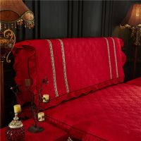 欧式全包布艺床头罩软床头套简约现代实木床头保护套|大红 220cm