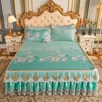 床裙款乳胶凉席三件套欧式可拆卸可机洗夏季席子单件床罩式冰丝席