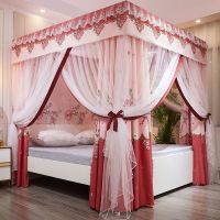 家用公主风加厚遮光床幔蚊帐一体式床帘防风防尘1.2m1.5米1.8双人