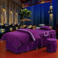 [新款纯色四件套美容床罩被套按摩床 方头圆头梯形美容床床罩