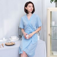 春秋季睡袍薄款情侣浴袍睡衣女睡裙夏季男短袖大码浴袍大码家居服