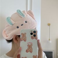 韩国兔耳朵干发帽可爱卡通小熊干发帽擦头毛巾加厚干发巾可爱浴帽