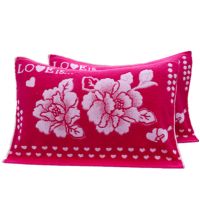 枕巾头毛大一对成人纱布双套情侣全结婚装方忱红色