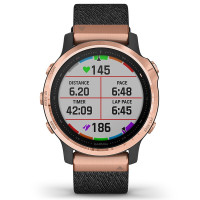 佳明（GARMIN）Fenix6S Pro蓝宝石不锈钢镀膜玫瑰金色表圈黑色尼龙表带心率血氧离线支付音乐户外运动跑步