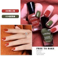 3瓶-50吃土色+52抹茶绿+亮油 网红指甲油套装持久速干不色免烤油性不可剥脚指甲油美甲油