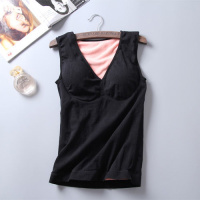 85-170斤[自带胸垫]保暖背心女加绒加厚V领打底衫女士保暖内衣