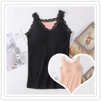 新款保暖背心女加厚加绒冬季带胸垫蕾丝加热性感打底上衣吊带内衣