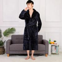 春秋季法兰绒睡袍男女加厚珊瑚绒长袖浴袍男睡衣家居服浴衣