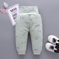 婴儿秋冬薄棉裤高腰护肚裤男女宝宝保暖裤儿童开档棉裤0-3岁
