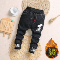 中小童男童春秋款单裤冬款加绒加厚儿童长裤子牛仔裤男孩弹力收脚