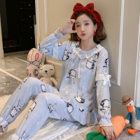 珊瑚绒睡衣女冬季学生韩版甜美可爱公主风宽松大码法兰绒加厚套装