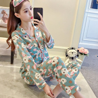 [品质睡衣]睡衣女春夏秋开衫长袖学生大码宽松月子服家居服套装