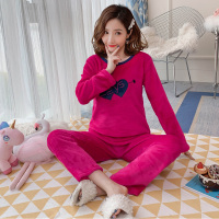 珊瑚绒睡衣女冬季女士保暖卡通两件套长袖甜美法兰绒冬家居服套装