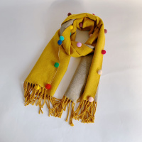 儿童围巾冬保暖双面仿羊绒彩豆男童女童时尚百搭儿童围脖小孩围巾