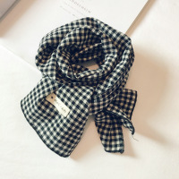 宝宝围巾秋冬韩版拼色小格子棉麻儿童围巾春秋薄款男女童婴儿围脖