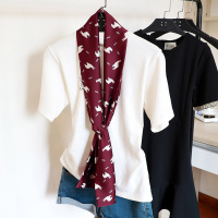 秋冬韩式护颈装饰百搭洋气长款小围巾韩国长条丝巾职业打底衫领巾