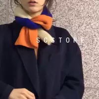 韩国东大INS热卖洋气拼色毛围巾小围脖。