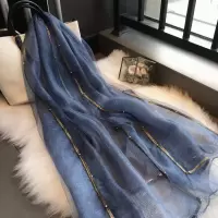 围巾女秋冬韩版百搭纯色真丝羊毛披肩金边钉珠纱巾桑蚕丝丝巾春秋
