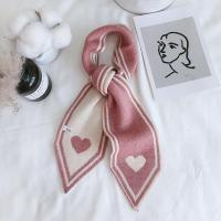 韩国新款双层针织毛线爱心小围脖女春秋百搭围巾冬季装饰尖角领巾