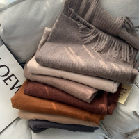 [莫兰迪焦糖色系]仿阿尔巴卡羊绒围巾纯色女秋冬流苏大披肩