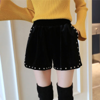 [80-200斤穿]大码女装胖mm显瘦金丝绒阔腿短裤子女2019新款