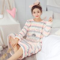 睡裙女夏法兰绒春秋睡衣女冬长袖睡裙长款韩版学生宽松大码家居服