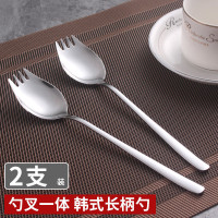 [新年特卖]加厚长柄不锈钢西餐两用叉勺子吃方便面勺叉面条沙拉水果勺叉一体吉祥鹤 实惠4支装