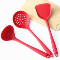 [新年特卖]食品级硅胶铲不粘锅专用锅铲 铲子耐高温炒菜铲子厨具菜铲吉祥鹤 红色 锅铲汤勺饭铲三件套