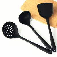 [新年特卖]食品级硅胶铲不粘锅专用锅铲 铲子耐高温炒菜铲子厨具菜铲吉祥鹤 黑色 锅铲汤勺饭铲捞离煎铲五件套