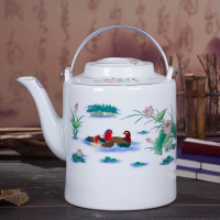 【新年特卖】景德镇复古陶瓷茶壶大茶壶大号凉水壶大容量提梁壶单壶陶瓷老茶壶吉祥鹤 3升鸳鸯戏水