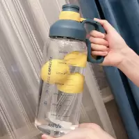 [新年特卖]带刻度塑料水杯子女大容量1.8L男便携水瓶吸管太空杯户外运动水壶吉祥鹤