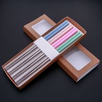 [新年特卖]304不锈钢筷子家用防滑防烫防霉防腐高档家庭套装网红筷吉祥鹤 混色装 8双[盒装]