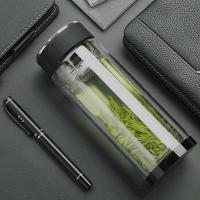 [新年特卖]双层加厚玻璃杯耐热玻璃水杯大容量茶杯男女办公水杯家用保温杯子吉祥鹤 380ML加厚水晶杯