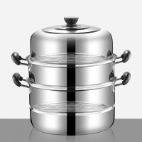 [品牌优选]蒸锅不锈钢二层2层三层加厚蒸笼3层蒸格汤锅双层煤气电磁炉蒸锅具吉祥鹤 36cm三层