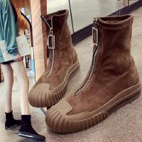 街拍马丁靴女韩版学生厚底透气女靴子短靴女平底弹力靴女短筒单靴 莎丞