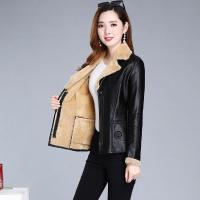 2019秋冬新款韩版皮毛一体外套女修身短款PU皮夹克加厚加绒皮衣女 莎丞