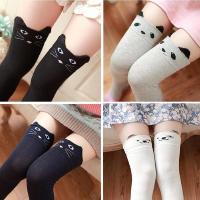韩版过膝袜长筒大腿袜套学生女可爱卡通立体猫咪纯色棉显瘦高筒袜子 莎丞