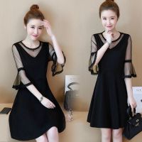 夏装短袖女连衣裙大码胖mm遮肚2020新款妈妈装拼接裙子 莎丞